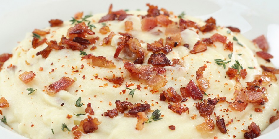 Mashed potatoes with dry-aged marbled beef bacon